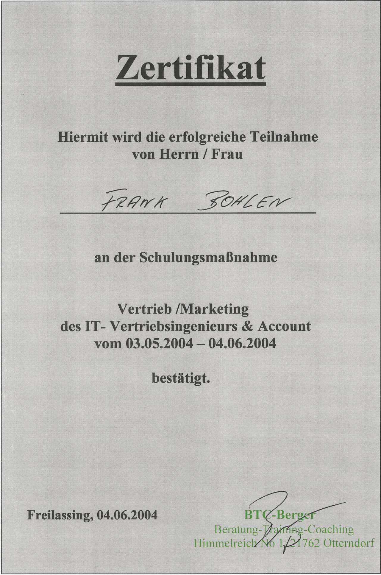 Zertifikat BTC